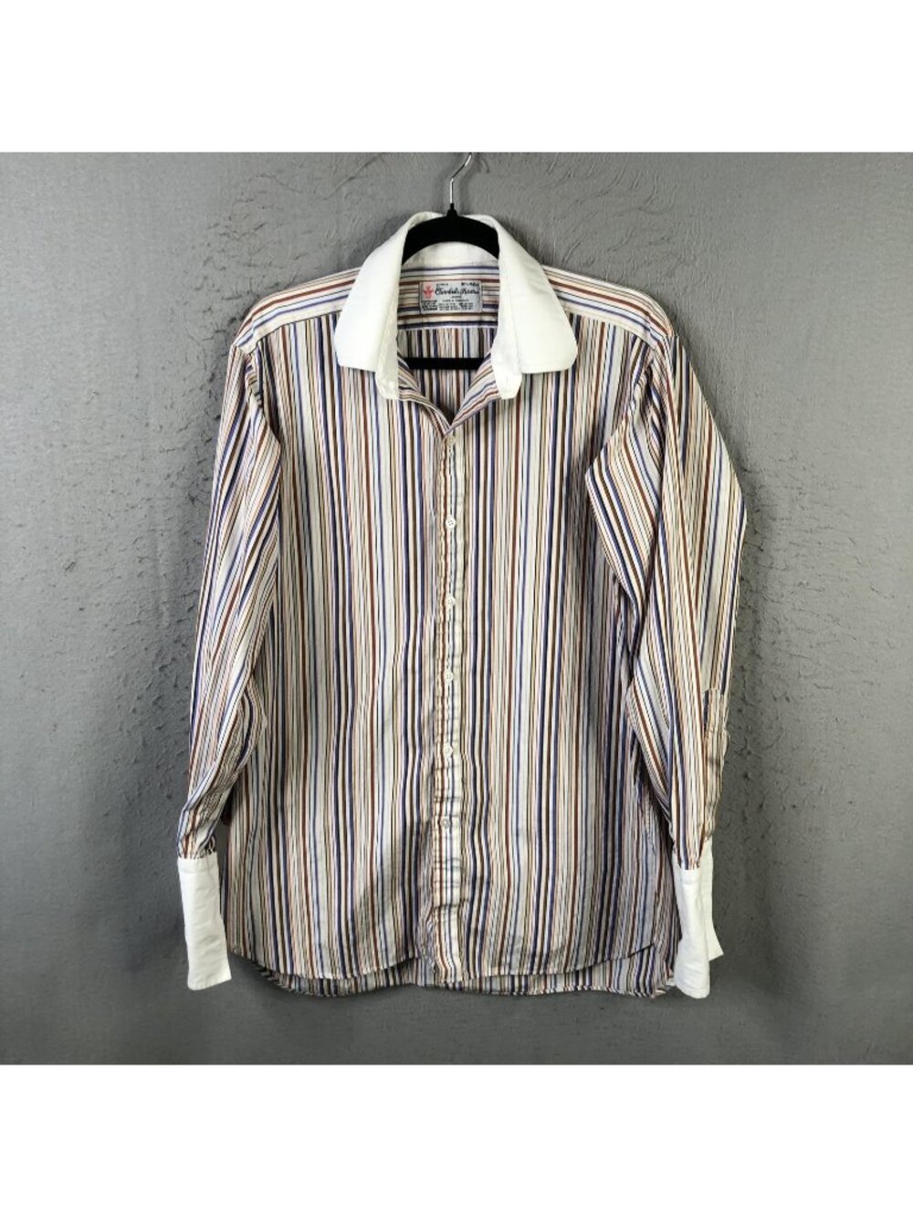 Turnbull & Asser Shirt Mens 16.5 Multicolor Stripe French Cuff Made England